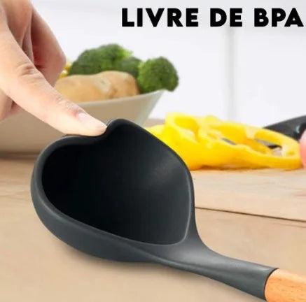 Kit Jogo 12 Peças Utensílios de Cozinha Silicone Livre de BPA com Suporte - super shopping