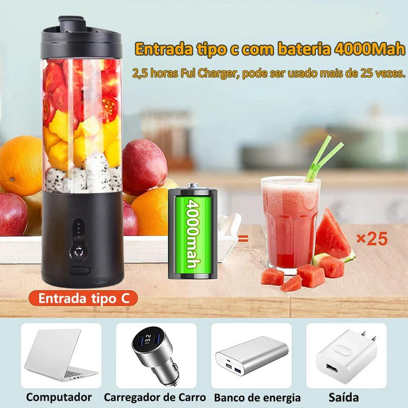 Mini Portable Blender Electric Fruit Juicer Smoothie Orange Fresh Juice Blender Multifunction Rechargeable Portable Bottle Mixer - super shopping